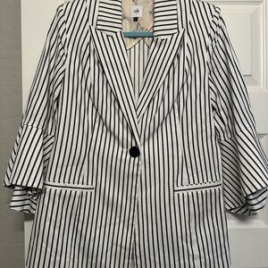 CAbi Women's Striped Black and White Blazer
